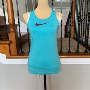 Nike Pro Scoopneck Racerback Active Tank Top Teal Purple Sz L